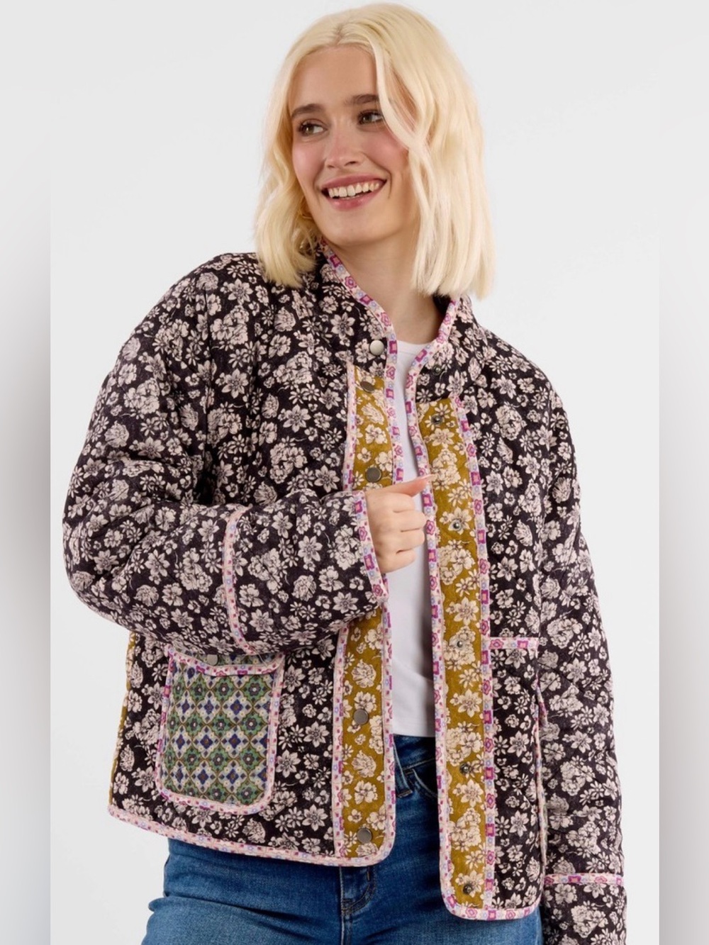 Uncharted Threads Quilted Floral Jacket Patchwork XL Floral NWT Casual Outdoor